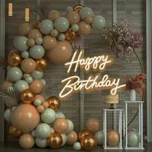 1 Stück Happy Birthday Neonlicht, USB betrieben, LED Wanddekoration, geeignet für Partys, Geschenke für Jugendliche, Geburtstagsdekoration, Größe: 44,4*27cm - Verschiedenfarbig - Übersicht 1