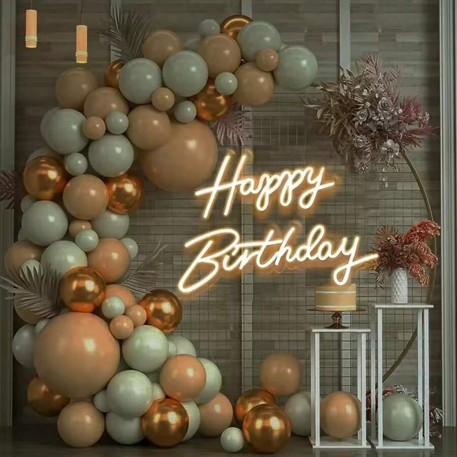 1 Stück Happy Birthday Neonlicht, USB betrieben, LED Wanddekoration, geeignet für Partys, Geschenke für Jugendliche, Geburtstagsdekoration, Größe: 44,4*27cm - Verschiedenfarbig - Übersicht 1
