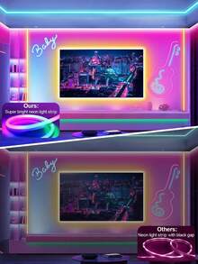 HBOWMDJIA 33Ft-100Ft Neon Rope Light, RGB Flexible Neon LED Light Strip, Intelligent APP Control With 44 Key Remote Control,DIY Design, Indoor And Outdoor Decorative Rope Light, Suitable For Kitchen, Bedroom And Party Atmosphere, Pool House Camping Outdoor Decorative Light Strip - 查看 4