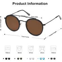 Gafas de sol redondas polarizadas retro vintage para mujeres y hombres, pequeñas, con doble puente, modelo SJ1104 - Tortuga/Marrón - Ver 9