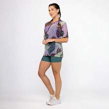 Women's Printed Tulle Blouse/Shirt, Lightweight And Stylish, Perfect For Layering, Fitness, And Modern Casual Looks. Oversized Shirt. - 自由葉 - 查看 6