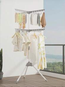 1PC Multifunctional Towel Rack And Clothes Drying Rack For Balconies Clothes Garment Coat Rack Drying Clothing Racks Metal Freestanding For Hanging Clothes Portable Closet Floor-Standing Foldable Multi-Layer Clothes Drying Rack For Laundry Bedroom - Multicolor - View 3