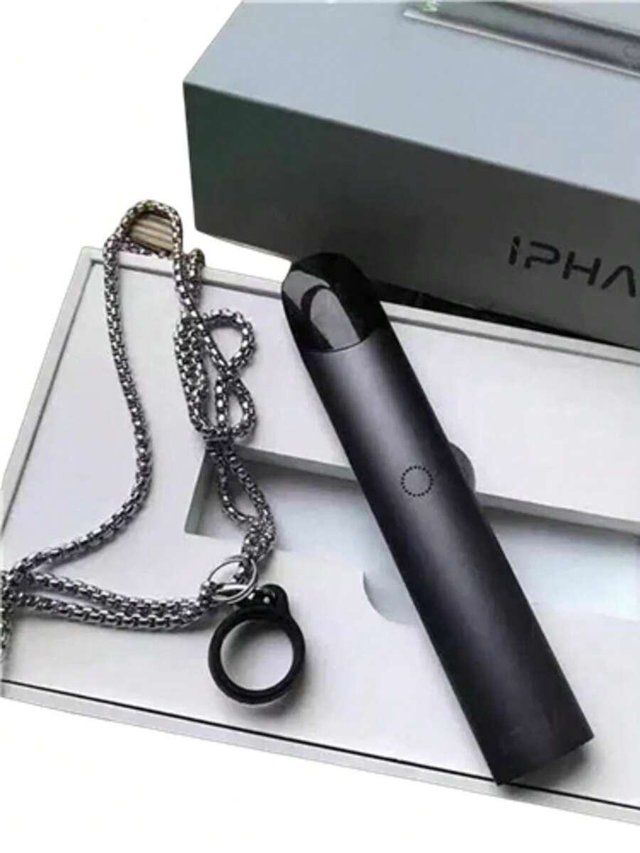 1pc Electronic Cigarette Stainless Steel Chain Lanyard Necklace With Silicone Hanging Ring Universal Anti Loss Protection Ring - Multicolor - View 1