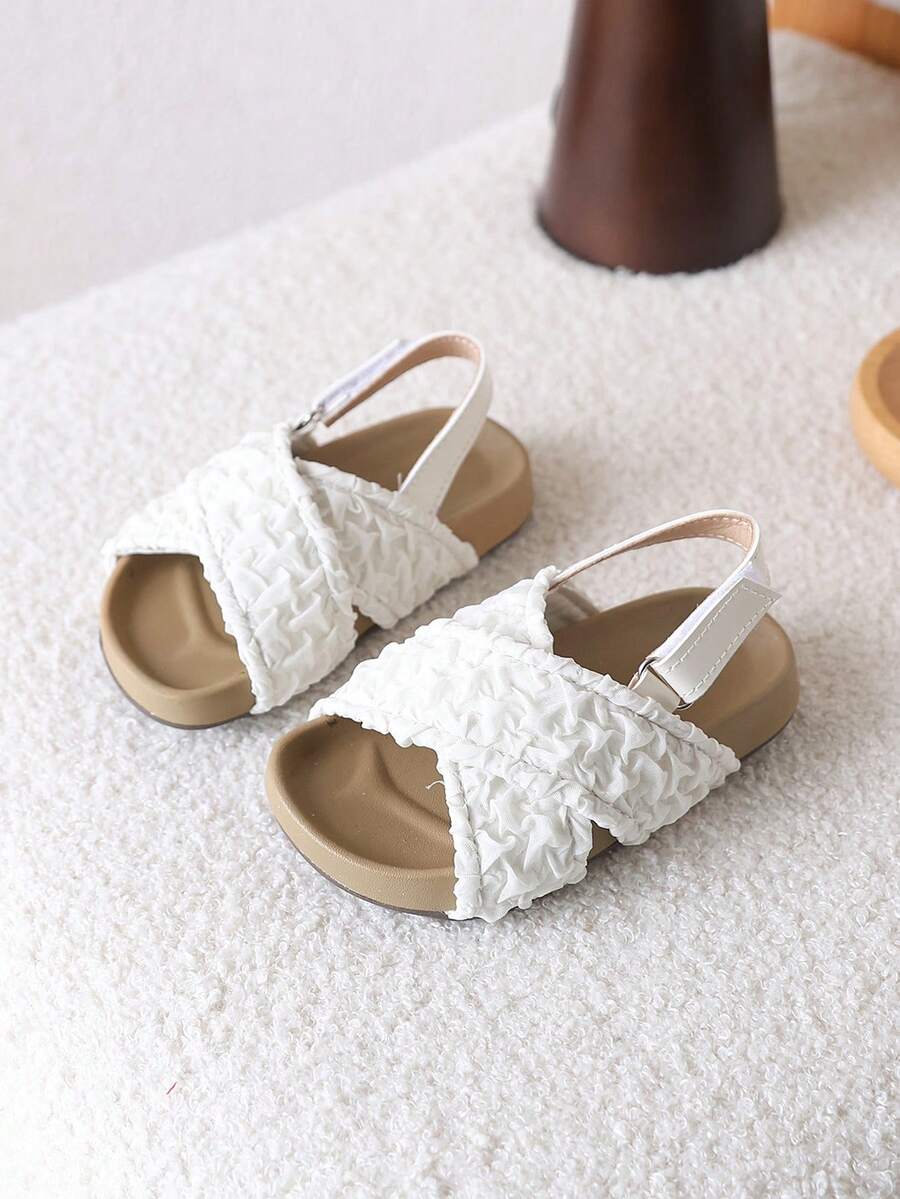 1 Pair Girls' Sandals, New Summer Kids Shoes, Little Girls' Princess Shoes, Soft Bottom Anti-Slip Beach Shoes, Toddler/Little Kid - Beige - View 1