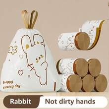 100 Tear Free Pull Rope Polyethylene Garbage Bags With Lucky Rabbit/Peeping Rabbit/Capybara Patterns, Thick And Leak Proof Multifunctional Garbage Bags, Suitable For Recyclables, Bathrooms, Food And Pet Waste, Odorless, Suitable For Home, Office And School Use - Multicolor - View 7