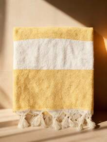 1 Piece, Towel, Suitable For Beach, Bathroom, Swimming Pool, Travel, Yoga, Camping Summer Travel, Vacation, 100*180 Cm Beach Essentials - Mustard Yellow - View 1