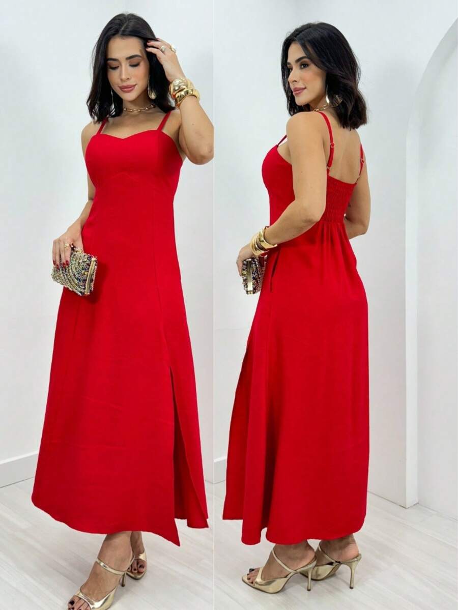 Women's Long Dress For Summer Weddings - Red - View 1