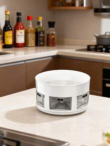 1pc Rotating Spice Rack, 2-Tier Kitchen Countertop Organizer, Bottle & Jar Storage Holder - White - View 6