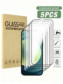 5 片装防刮钢化膜，透明钢化玻璃，高清手机屏幕保护膜，兼容苹果手机型号，包括 Apple15PROMAX 15 16 15PRO 14、13、12、11、Xr、Xs、X、7、8 17/17 Pro/17 Pro Max/17 Air 防爆、防碎、防刮、防水玻璃手机钢化膜 - 黑色 - 查看 38