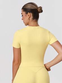 Sodalemon Damen Rundhals Lässig Outdoor Training Kurzarm Lauf Fitness Workout Sport T-Shirt