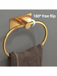 180° Rotating Stainless Steel Towel Rack - No Drilling Wall Mounted Bathroom And Kitchen Storage Organizer, Space-Saving Square Design Fits RV, Tile, Wood, Glass And Metal Surfaces, Bathroom Towel Holder | Modern Towel Rack | Durable Wall Mount, Bathroom Towel Bar, Wall Mounted Storage, Space-Saving Solution, Minimalist Design, Modern Organizer, Sturdy Wall Mounting, Rust-Resistant Material, Flip-Up Design, No-Drill Rack, Small Space Living - Multicolor - View 9