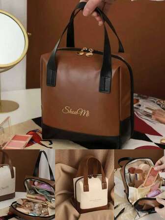 1 multifunktionale Kosmetiktasche, Make-up Organizer Schönheitsaufbewahrungstasche, wasserdichter Organizer, tragbare Kulturtasche für das Badezimmer, Make-up Pinsel Aufbewahrungstasche, praktische Reise-Handtasche für Pflegeprodukte, Make-up, Make-up Pinsel, Puder, Lippenstift, geeignet für Strand, Schule, Badezimmer, Festival, Valentinstag Geschenk, Weihnachten, geeignet für Mutter, Familie, Freunde, Klassenkameraden