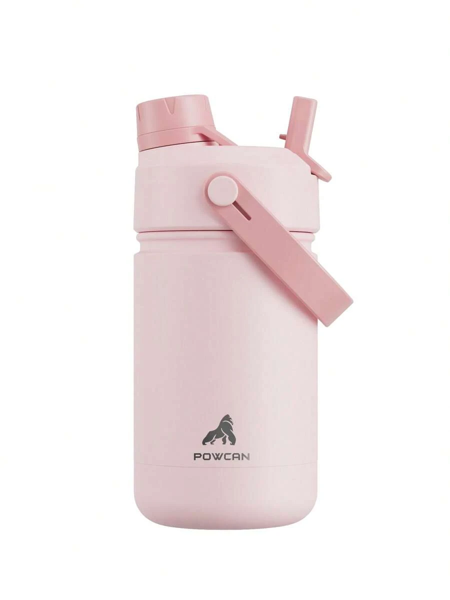 12oz Stainless Steel Insulated Cup: 2-In-1 Straw Lid, Leak-Proof Insulated Cup, Easy To Clean, Suitable For School, Travel, Playtime, And Gifting - Pink - View 1