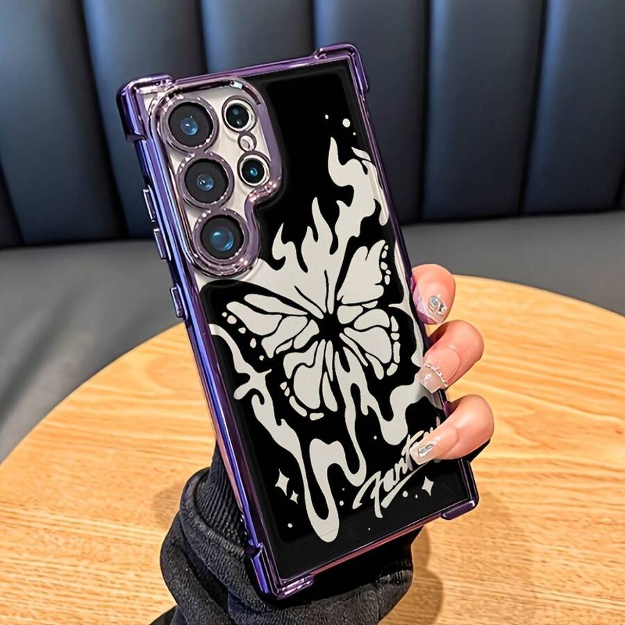 Adecuado para funda de teléfono 25 ULTRA/S25/S24 Ultra/S24, funda protectora transparente impresa, protección de marco de lente, funda de teléfono unisex de TPU electrochapado - Colores mixtos - Ver 1