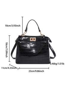 Crocodile Pattern Women's Bag 2025 New Style Simple Light Luxury Versatile High-End Women's Portable Kitten Bag - Black - View 8
