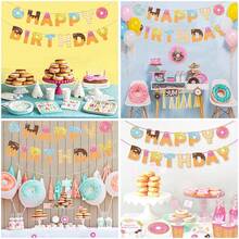 1 Set Birthday Pull Flags Cake Decor Picks, Party Decor Donut Pull Flags - Multicolor - View 7