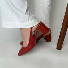 GIO GENUINE LEATHER PUMPS FOR WOMEN'S FASHION COMFORT - RED - View 4