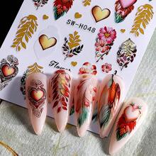3pcs 3D Bohemian Vintage Luxury Nail Art Stickers - Dreamcatcher, Colorful Feather, Heart, Flower, Star Patterns Nail Decals, Perfect For Women DIY Holiday Nail Decoration - Multicolor - View 9