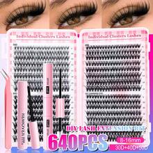 Christmas Gift, 640pcs Individual Eyelash Clusters (30D+40D+50D), Pink Eyelash Extension Kit Includes Lashes, Glue, Remover And Tools, Easy To Create Professional Lash Look At Home. Professional DIY Mink Lash Extension Kit - Create Salon-Level Results With Faux Mink Lashes, Strong Adhesive, Remover And Precise Tools, Easy To Use. - 彩色 - 查看 7
