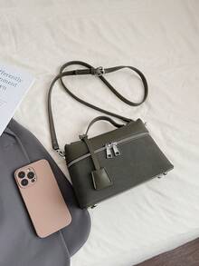 New Matte Patchwork Mini Handbag Crossbody Bag Phone Pouch, Fashionable Commuter Bag - Green - View 9