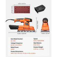 Sheet Sander, 1/2 Sheet 2.5A Electric Sander For Woodworking, Max. 12000RPM Variable Speed Sheet Finishing Sander With Sandpaper And Dust Box For Wood Polishing Sanding - 1/2 Sheet 2.5A, 12000RPM - View 7
