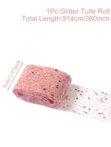 1pc Glitter Tulle Roll, Sparkling Tulle Ribbon, 15cm*914cm Fabric Ribbon, Including Cream, Black, Gold, Purple, Pink, Silver, Rose Gold And White Styles, Organza Tulle Scroll, DIY Craft Supplies, Wedding Decorations, Everyday Party Accessories, Birthday Party Supplies, Banquet Decorations, Wedding Chair Decorations,Wedding Ceremony Party Decorations - Multicolor - View 21