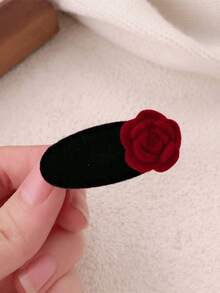 Pinza de pato de perla roja premium, pasador de cabello con velvet rosa, accesorio para el cabello, pinzas de agarre, pasador de cabello, barretas - Multicolor - Ver 3