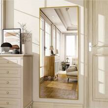 Rectangle Full Length Mirror Aluminum Alloy Frame Gold Color Home Decor Bathroom Living Room Mirror 21.1x 56.1 Inch Strong Lightweight Design - 21.1吋 x 56.1吋 + 金色 - 查看 5