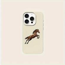 Brown Business Horse Pattern TPU Matte Phone Case, Suitable For IPhone 16 15 14 13 12 11 XS XR S 8 7 Plus Pro Max SE Series Cases - Halloween Gift Easter Birthday Present For Girlfriend Boyfriend Friends Or Yourself,Suitable For IPhone17 Air - 白色 - 查看 2