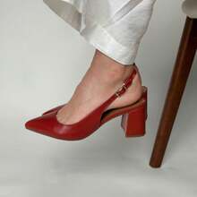 GIO GENUINE LEATHER PUMPS FOR WOMEN'S FASHION COMFORT - RED - View 2
