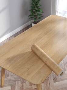 1 Rollo de papel tapiz autoadhesivo de grano de madera, papel tapiz autoadhesivo de grano de madera, desprendible, patrón de coincidencia aleatoria, estilo de ladrillo, piedra y madera, papel de contacto impermeable y removible, con fácil desprendimiento y pegado para sala de estar, cocina, dormitorio, dormitorio, renovación de muebles - Mostaza Amarilla - Ver 2