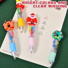 2pcs-Christmas Multicolor Ballpoint Pens, Christmas Ballpoint Pens, Creative Cute Christmas Neutral Pens, Vibrant Assorted Colors With Santa, Reindeer & Snowman Toppers, Retractable 4-Color Ink, Durable ABS Body, Ideal For Holiday Journaling & Gift Giving, Holiday Party SchoolSupplies StudentsRewards Christmas Gifts Christmas Stationery Gift Water Pen Christmas(Random Pattern) - Random - View 2