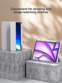 TPU And PU Leather Tablet Case Compatible With Ipad 10th/11th Gen (A16), 9th/8th/7th/6th/5th Gen, Air 1/2/4/5/M2/M3, Mini 6/7 8.3", Pro 11"/12.9", Air 13", Gray - Grey - View 8