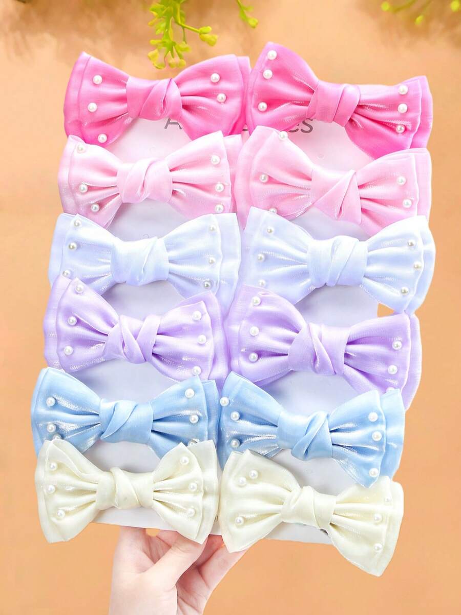 Set de 1/6/12 piezas de pasadores de pelo con mariposa de perla, accesorios de pelo lindos de colores pastel - Adecuado para niñas y mujeres, ideal para salidas diarias, reuniones con amigos, vida universitaria y crear un aspecto juvenil - Multicolor - Ver 1