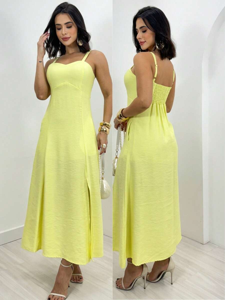 Women's Long Dress For Summer Weddings - Yellow - View 1