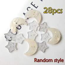 15/25 piezas Botones con forma de estrella y luna perlados, accesorios de ropa, manualidades hechas a mano, decoración DIY - Multicolor - Ver 24