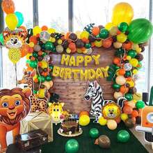 Jungle Animal Birthday Party Decorations |   Lion Giraffe Foil Foil Balloon Banner Set,Jungle Animal Balloons Birthday Decorations Summer Party Decorations For Boys Girls - Multicolor - View 9
