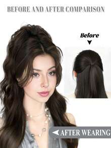 Waterfall Ponytail Synthetic Wig Braid Clip Women's High Crown Volumizing Hair Volume Latin American Curly Hot Girl Half-Up High Ponytail Winter Hair Accessories Fashion Claw Clips Elegant Hair Clips Casual Hair Claws Beauty Hair Clutch