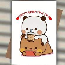 1 Pc Valentine Day Greeting Card With BUBU DUDU Design Romantic Love Message Perfect For His Her Anniversary Birthday Engagement Missing You Celebration As Valentine Card Greeting Card With Envelope - [Màu đỏ] - Xem 8