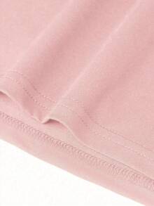 Women's Summer New Funny Handpainted Heart & Coffee Cup Print Casual Round Neck Pink Short Sleeve T-Shirt, Fashionable & Versatile Top - Pink - View 8