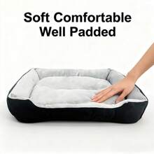 1PC Premium Thick Plush Pet Bed Sofa - Ultra Soft & Warmer Sleep Surface For Dogs & Cats, Enhanced Easy-Clean Design With Non-Slip Rectangular Base - 黑色 - 查看 6