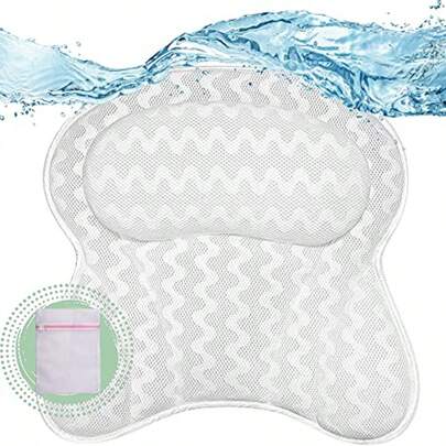 Bath Pillow Australia Soft Luxury Ergonomic Cushion For Bathtub Supports Head Neck And Shoulders Strong Suction Cups Drying Hook Bonus Wash Bag Mesh Material Machine Washable