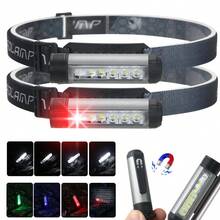 1pc New 3-Light Source LED Headlamp With Magnet, Mini Flashlight, USB Rechargeable, Multi-Function Pen Light, Cap Clip Light