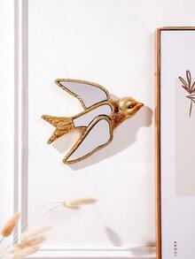 1 pieza Estatua de golondrina dorada para decoración del hogar, material de resina con diseño de superficie espejada, ideal para coleccionistas de aves, decoración colgante creativa para el hogar, fiestas y museos de insectos - Dorado - Ver 6