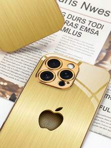 1个苹果设计奢华玻璃背板电镀金非金属手机壳，兼容 16/15/14/13/12/11 Pro Max、16e，Galaxy A52/A53/A54/A55/A56、S21/S22/S23/S24/S25 Plus、Ultra，男女皆宜的理想生日/圣诞礼物 - 金色 - 查看 5