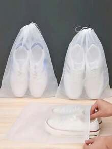 2/10/20/30 piezas Bolsas portátiles para zapatos, Bolsas a prueba de polvo para zapatos, Bolsas de viaje para zapatos, Cubiertas para zapatos para el hogar, Bolsas de almacenamiento para zapatos, Cubiertas protectoras para zapatos, Cubiertas para zapatos blancas, Bolsas universales a prueba de polvo para ropa y almacenamiento de viaje, Bolsas con cordón para zapatos, Cubiertas portátiles a prueba de polvo para zapatos, Unisex, Bolsas de almacenamiento de viaje, Artículos esenciales de viaje, Artículos esenciales para cruceros, Artículos esenciales para vacaciones - Blanco - Ver 10