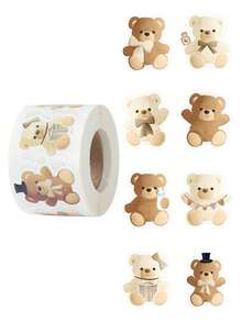 500pcs Brown Bear Stickers, Birthday Supplies, Baby Shower Decorations, Gender Reveal Party Decorations, Bear Themed Party Favors, Planning Stickers, Gift Bag Seals, Envelopes & Cards Stickers, Wedding Decorations, Gift Wrapping Stickers, Party Cup & Bottle Decor, Books & Magazines, Party Favor Bag Fillers, Firetruck Decorations, Birthday Gifts, Party Favors - Brown Bear - View 9