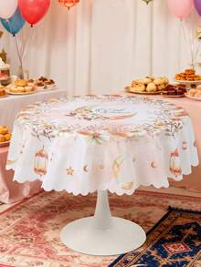 1件开斋节装饰桌布，水彩月亮灯笼和花卉图案涤纶桌布，伊斯兰家居装饰桌旗，斋月派对用品，开斋节装饰，开斋节餐桌布，适用于家庭厨房餐厅装饰，斋月家庭厨房装饰，斋月餐桌装饰，斋月节装饰，伊斯兰斋月开斋节和宰牲节庆祝派对用品，斋月节礼物 - eid月亮花朵 - 查看 9