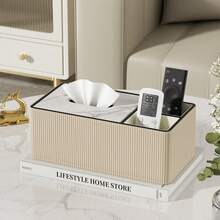 Faux Leather Tissue Box Cover With Storage Compartment – Rectangular Design, Fits Most Tissue Boxes, Suitable For Home Use (Living Room, Bedroom, Study, Bathroom, Dining Room) - Multicolor - View 7