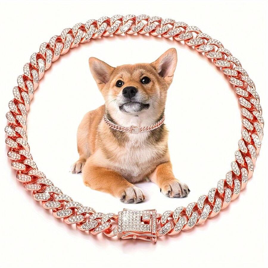 1条可调节嘻哈宠物项链，适合大、中、小型犬 - 防咬耐用的链设计，适合日常佩戴和节日礼物
